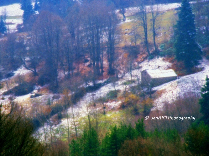 Mountain Cabin 8"x10" Fine Art Wall Decor Autumn Photograph For Modern Cafe Bar Pub Hotel Restaurant Nursey Home Office