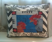 The Rooster's Wife Saloon folk art quilted pillow