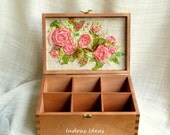 Embroidered Tea Box with flower meadow Embroidered  Wedding Card Box Jewelry Box