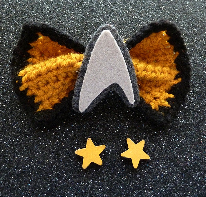 Star Trek Bow and Earring Set: Command Gold