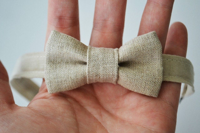 Infant Bow Tie in Neutral Linen