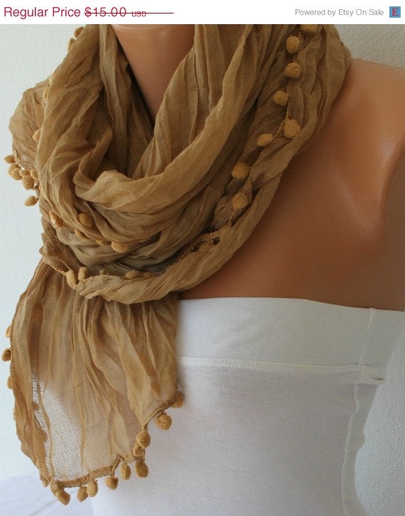 BIG SALE Women Shawl Scarf   Scarf - Cowl Scarf with Lace Edge  -  fatwoman