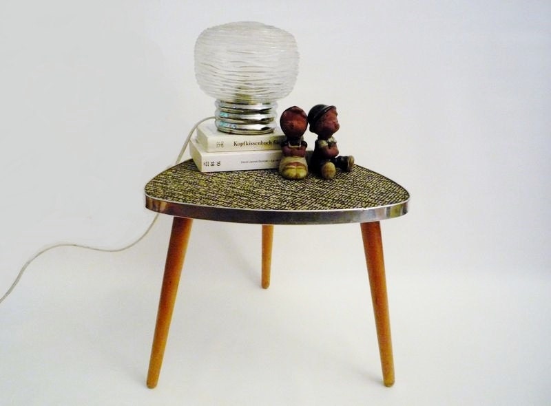 Mid Century Coffee Table with Black and White Geometric Pattern