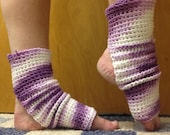 Yoga Socks in Purple and White Cotton US Grown -- for Yoga, Pilates, Dance, Pedicures