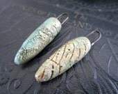 Tribal Points Blue Earring Charms Pair Set Artisan Polymer