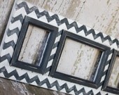 Chevron Distressed Frame Black and White