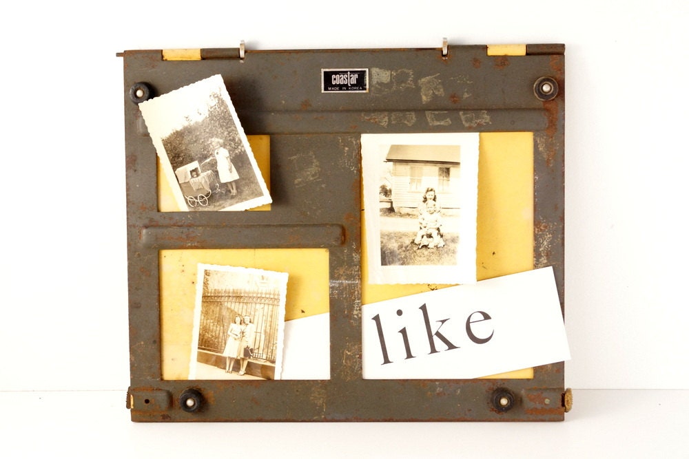 Vintage Double-Sided Metal Print Easel - Makes a Unique Inspiration Board, Industrial Bulletin Board, Home Decor, and more