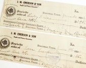 Vintage / Antique Bank Checks (c.1910s) - Paper Ephemera, Scrapbook/Journal Supply, Altered Art, Mixed Media Supply