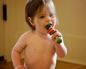 Natural Rainbow Wooden Rattle Zúbky Toy for Baby - Waldorf Inspired - Colored with Food-Grade Ingredients
