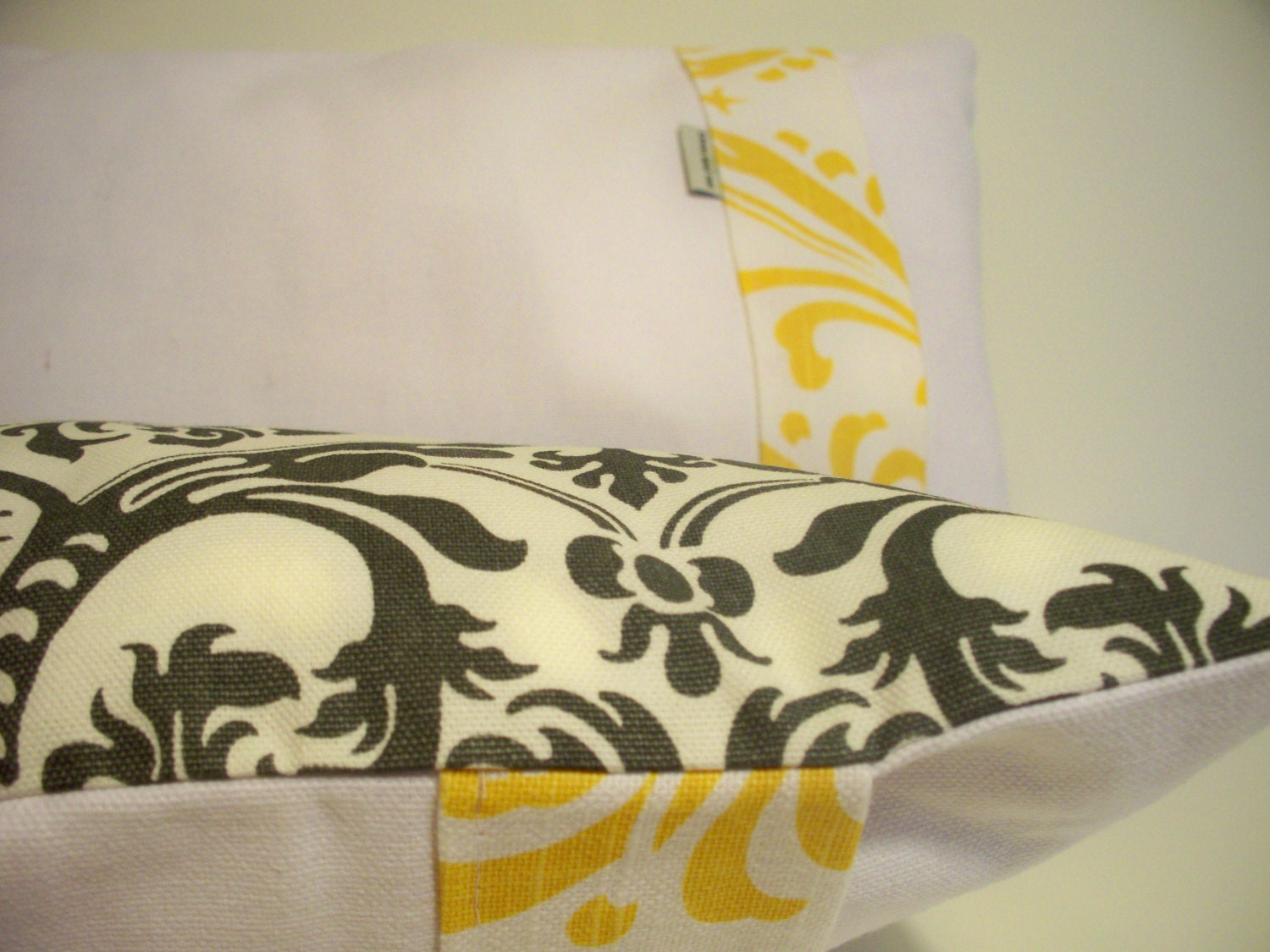 Charcoal Gray Damask Pillow Cover 10X16" Lumbar Cotton