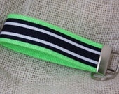 Key fob wristlet - navy and white stripes