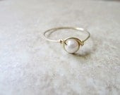 Thin Gold Pearl Ring