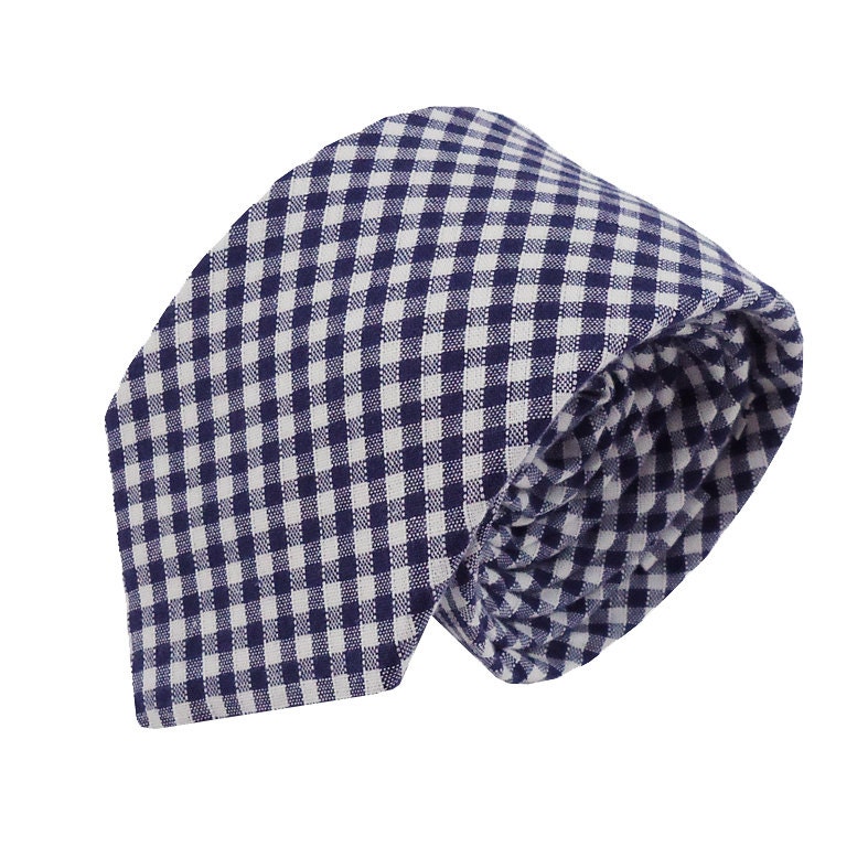 Necktie - Navy Gingham 1/8 inch