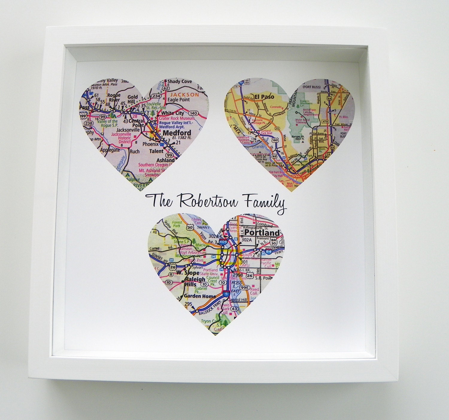 Gift for Dad Personalized Map Heart Art Gift FRAMED ART - Any Location Available- Father's Day Gift