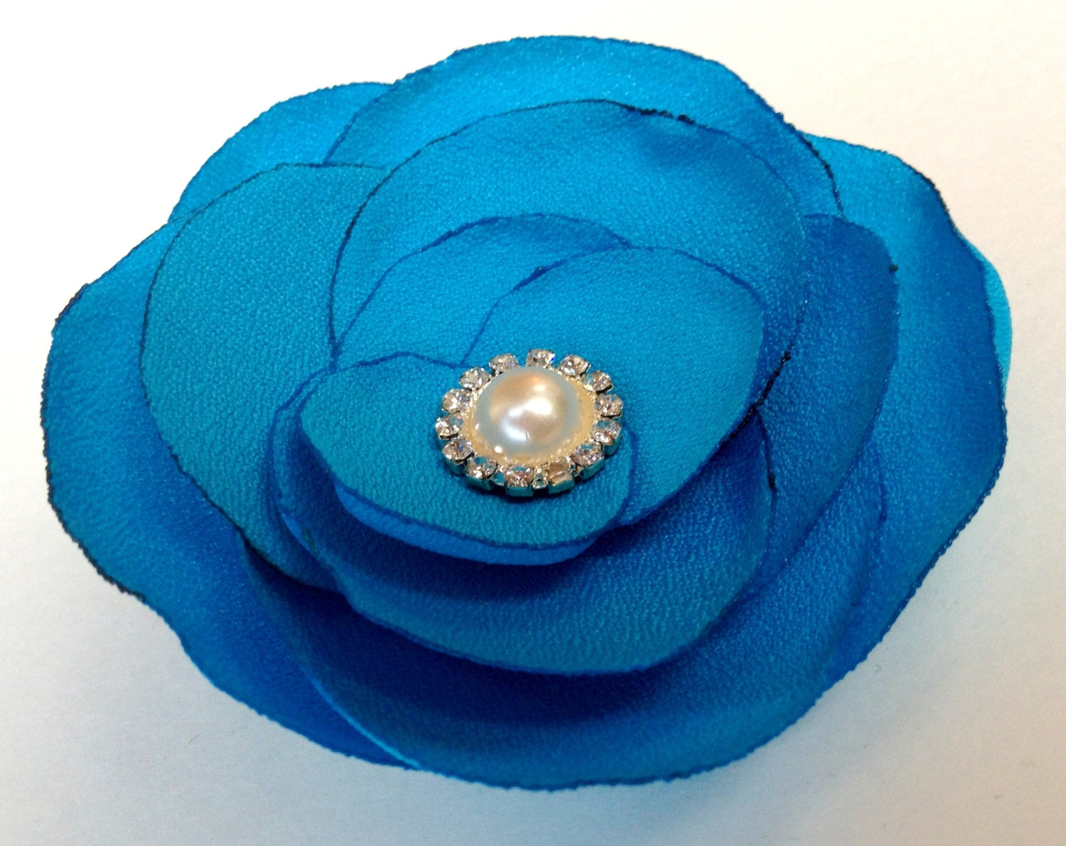Blue Flower Clip, Teal Blue Flower Pin, Womens Blue Clip, Teal Flower Hair Clip, Womens Blue Pin