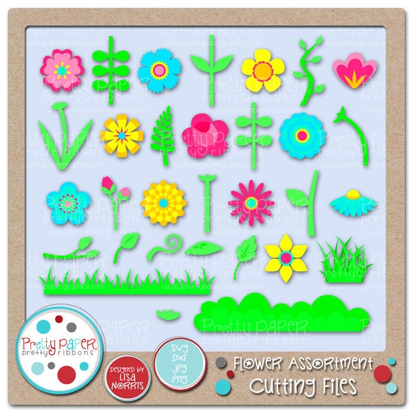 Flower Assortment Cutting Files & Clip Art - Instant Download
