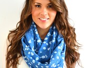 NAVY and WHITE Spring Daisies Floral Many Colors Infinity Loop Circle Summer Scarf Cowl Girly Cotton Chunky Handmade Fashion Scarves