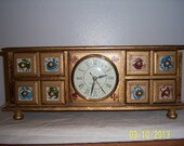 RARE Italian Florentine Style Astrological Wood Jewelry Box -  General Electric Clock -  Gold Gilt Trinket Box - Jewelry Chest