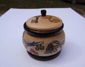 wood burned wood trinket box with skeleton keys