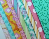 SUMMER SURPRISE bunting/pennant flags in bright colors, yellow, pink, aqua and lime...Bright and Beautiful