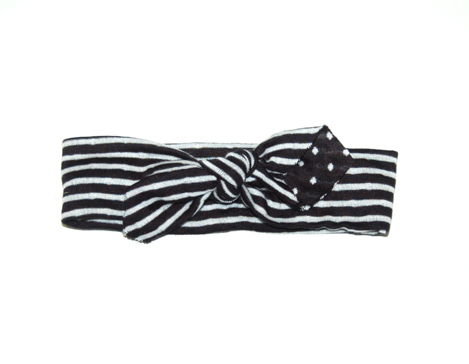 NEW 2013 WRAP COLLECTION -Small Black & White Striped print head wrap/scarf / headband / adult / spring / summer / nautical
