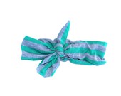 NEW WRAP COLLECTION - Dark Mint and Grey Striped Print Head Scarf/Headband/Ear Warmer - Christmas, Holidays, Winter