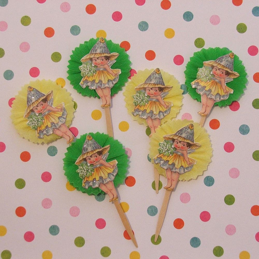 Yellow Green Sparkly Sweetie Cupcake Toppers Il_170x135