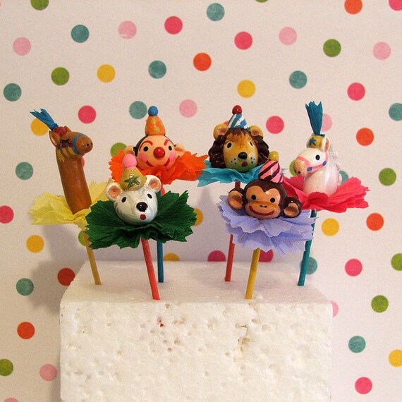 Six Circus Cupcake Toppers Il_570xn