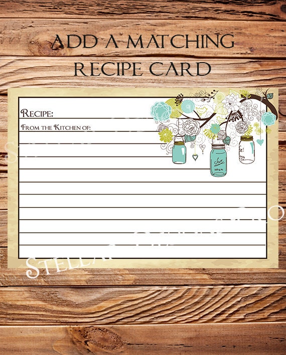 Vintage Mason Jars Invitation, Vintage Bridal Shower Invitation, Wedding Shower,  Mason Jars, Branches, Turquoise, Brown (6121)