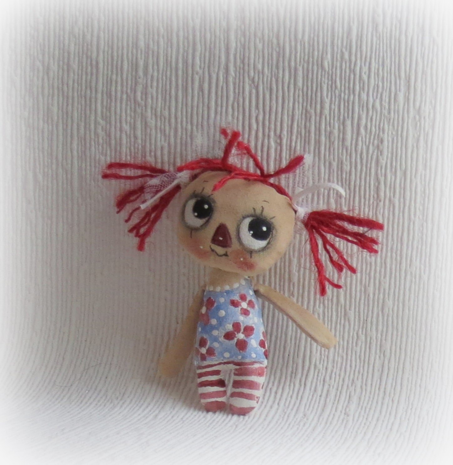 Raggedy Anne hand painted cloth doll