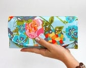 Deluxe Accordion Wallet - IN STOCK - Garden Rocket Turquoise Art Gallery - Smartphone Clutch - 12 Credit Card Slots