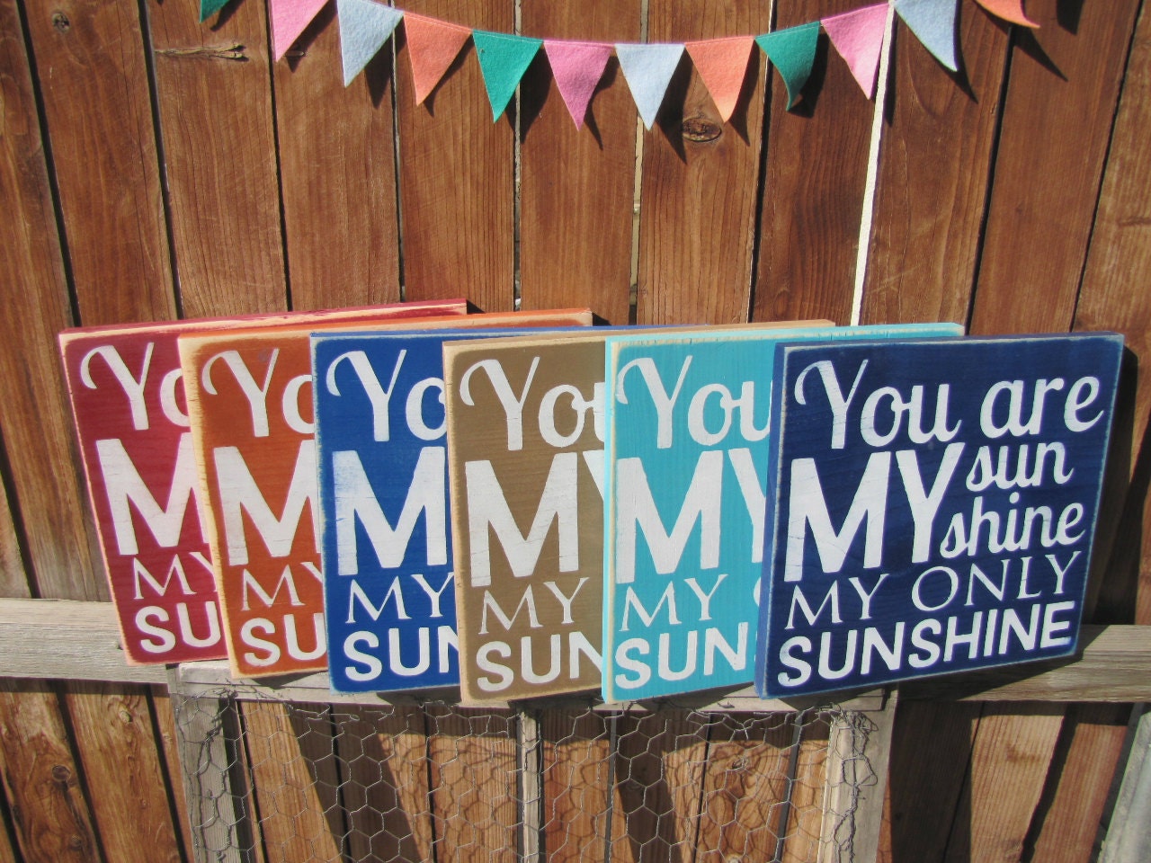 Ready to Ship You Are My Sunshine My Only Sunshine Wooden Distressed Subway Art Sign Wall Hanging