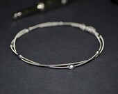 Bangle Bracelet - Silver Colored Recycled Guitar String - Girls Rock Indianapolis Charitable Donation
