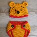 Winnie the Pooh "inspired" Bear Hat &  Diaper Cover  (newborn-3month size)