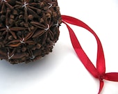 Natural Scented Brown Rustic Wedding Ornament - 4" - home decor - kissing ball - pomander