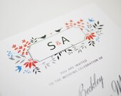 Floral Monogram Love Bird Wedding Invitation Printable