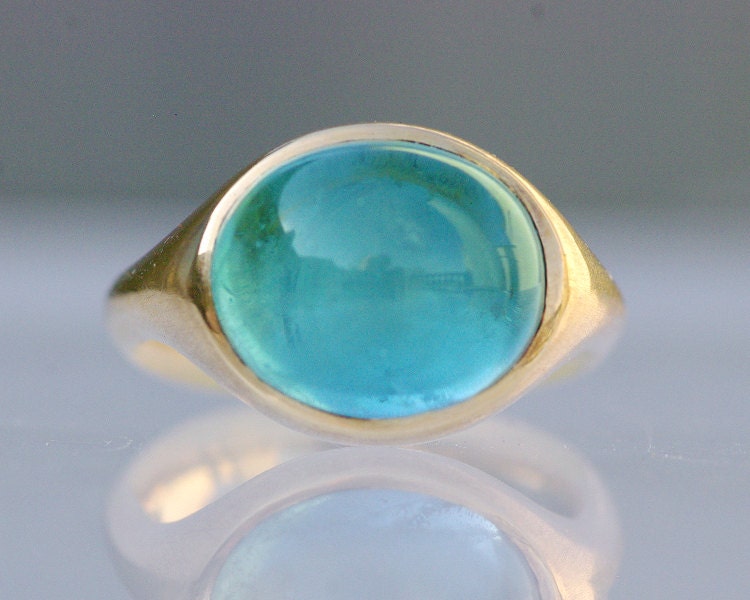 Aqua gold ring, 18k yellow gold, custom hand carved (listed price not including turquoise aqua)