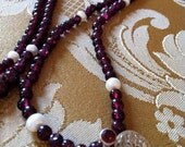 Free US Priority shipping-Beautiful Red Garnet,Pearl necklace,sterling silver heart pendant. Spring  jewelry OOAK