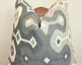 On Both Sides Pillow Cover - Decorative Pillow - Throw Pillow -  Martin Lawrence Bullard for Schumacher - Darya Ikat - 20 inch Sq - Stone