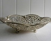 Vintage Silverplate Lace Bowl - Shabby and Chic Silverplate Dish
