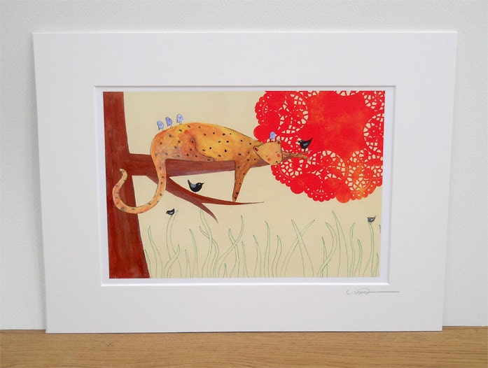 Sleeping Leopard // A4 Print // Wall Art // Decor // Children's Art Print // Art for children's room// Leopard