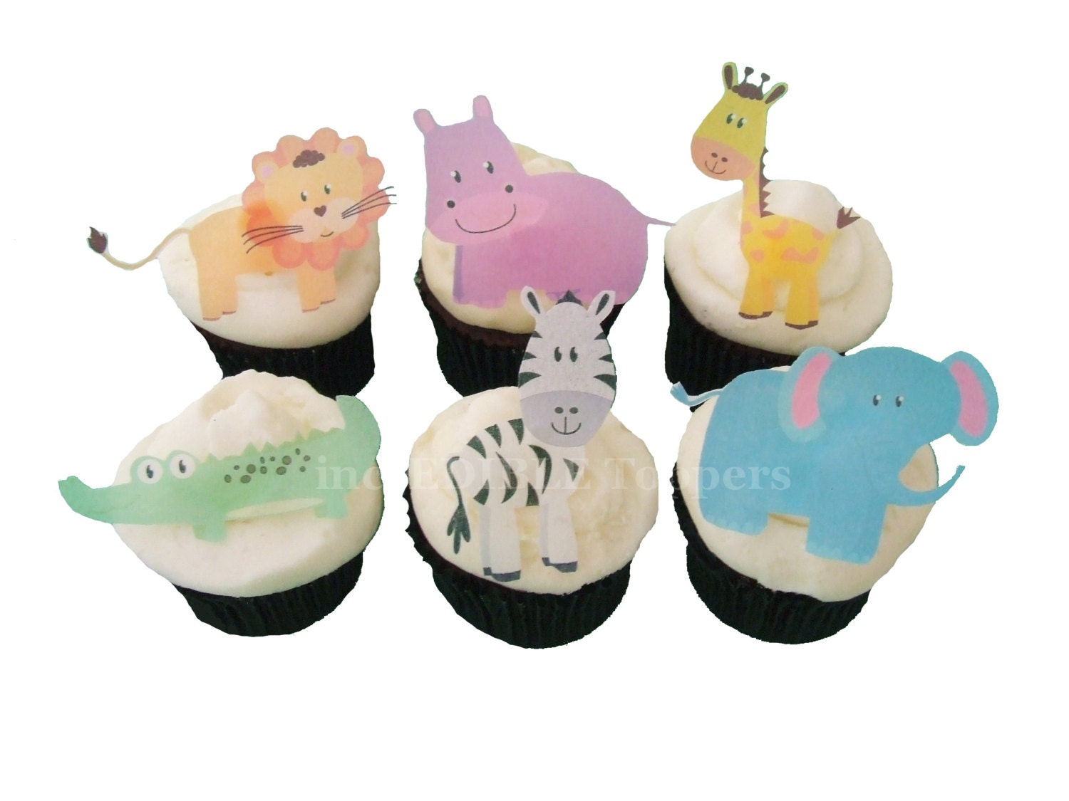 CUPCAKE TOPPERS - Edible Zoo Animals - 12 Cake Toppers, Birthday Cake, Kids Cakes, Baby Shower