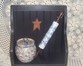 shabby chic cookbook shelf black  wooden shelf  primitive rusty star beadboard shelf
