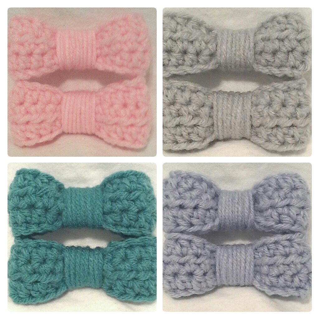 5 Crocheted Bow Clip Sets - DISCOUNTED PRICE