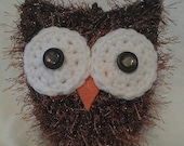 Hanging Crocheted FUZZY Owl in Brown