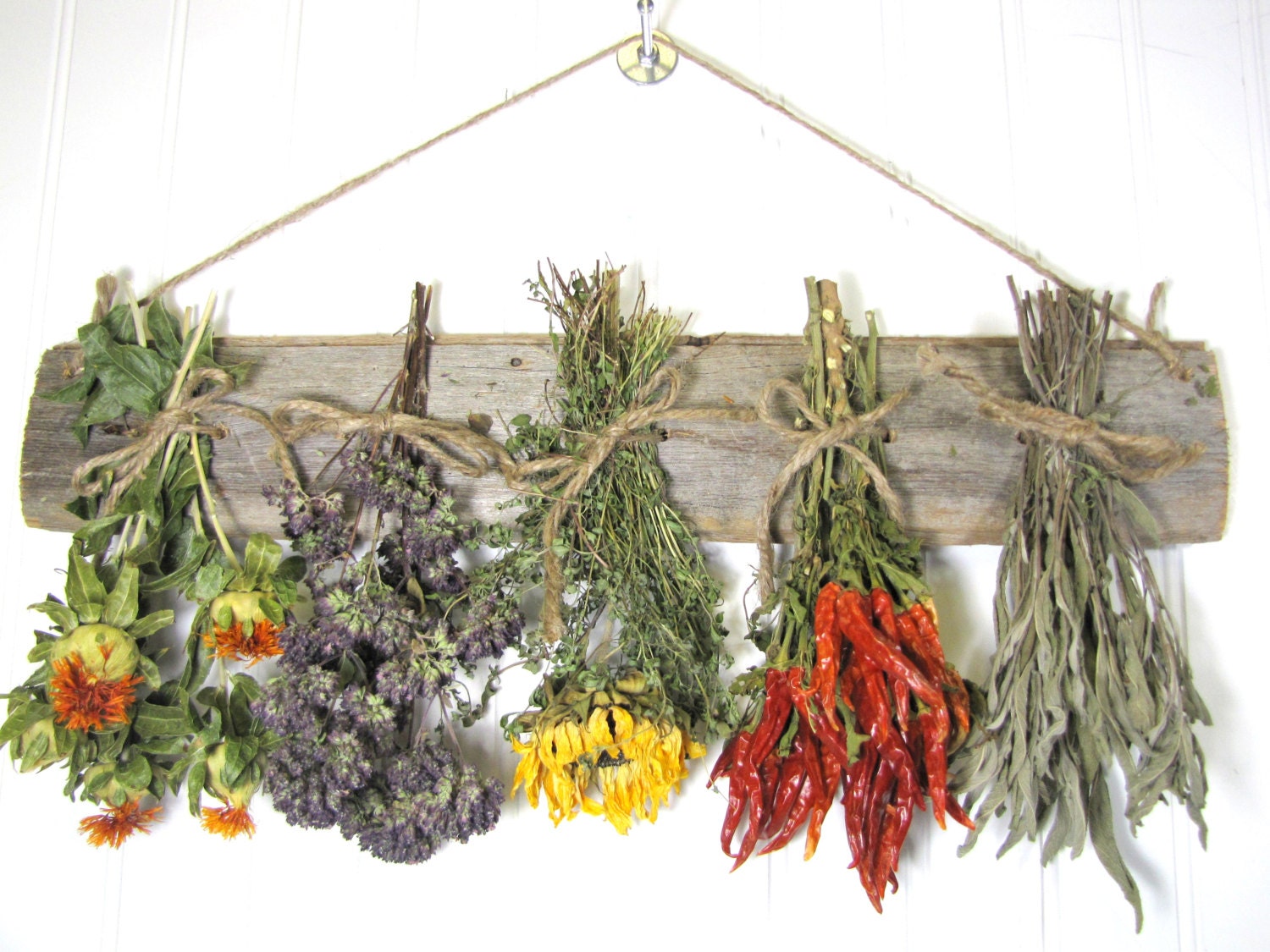 Dried Herb Rack, Dried Floral Arrangement, Kitchen Decor, Herb Decor, Country, Rustic, Primitive Decor