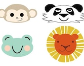 Monkey Panda Frog Lion Baby Characters Illustration Digital Animals Graphic Design Clip Art