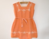 1930's Handmade Sleeveless Peach and Cream Embroidered Romper