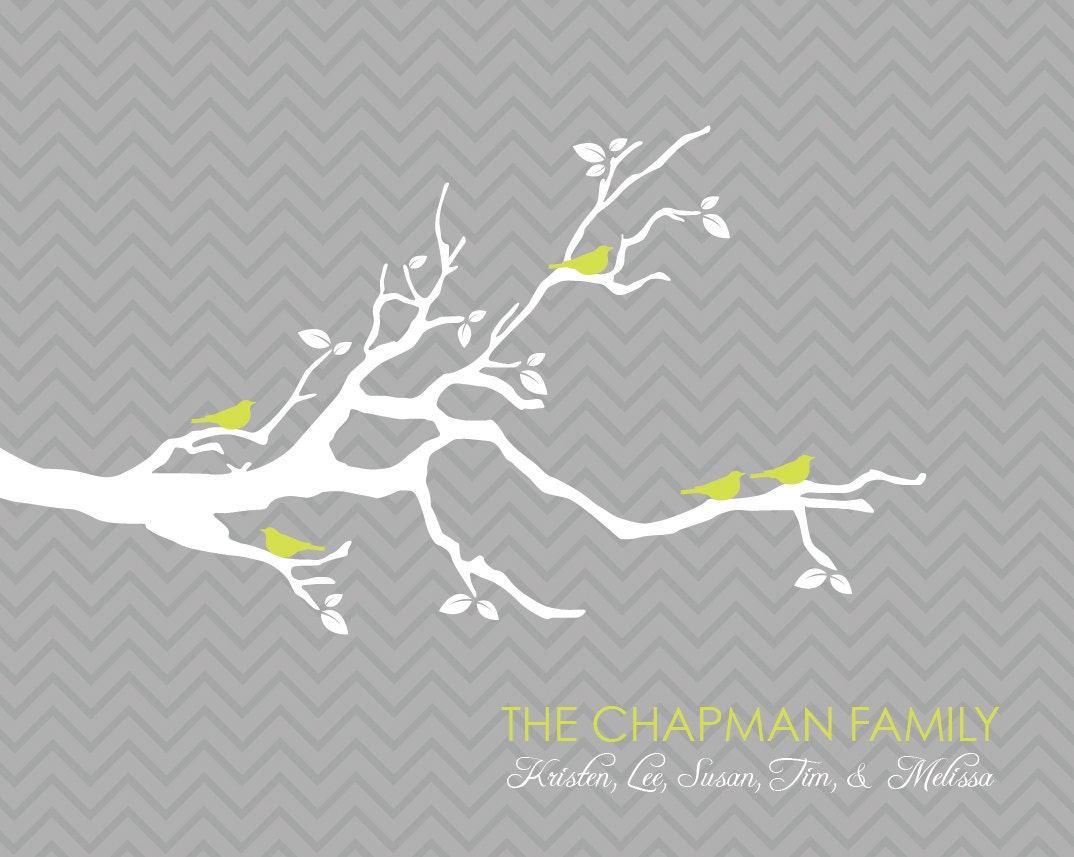 Chevron Customized Family Tree - 8x10 Print