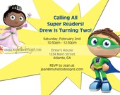 Super Why Birthday Invitation